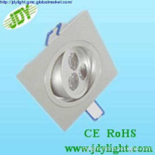Aluminum good heat dissipation recessed square 3W LED downlight